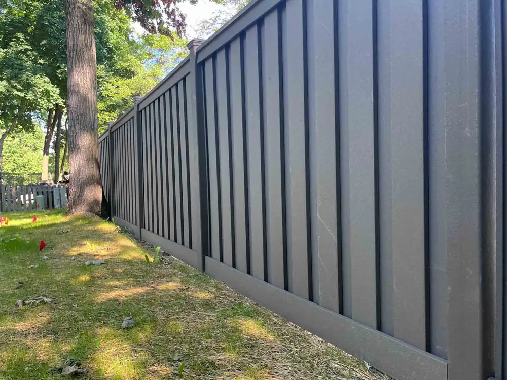 Dark composite privacy fence