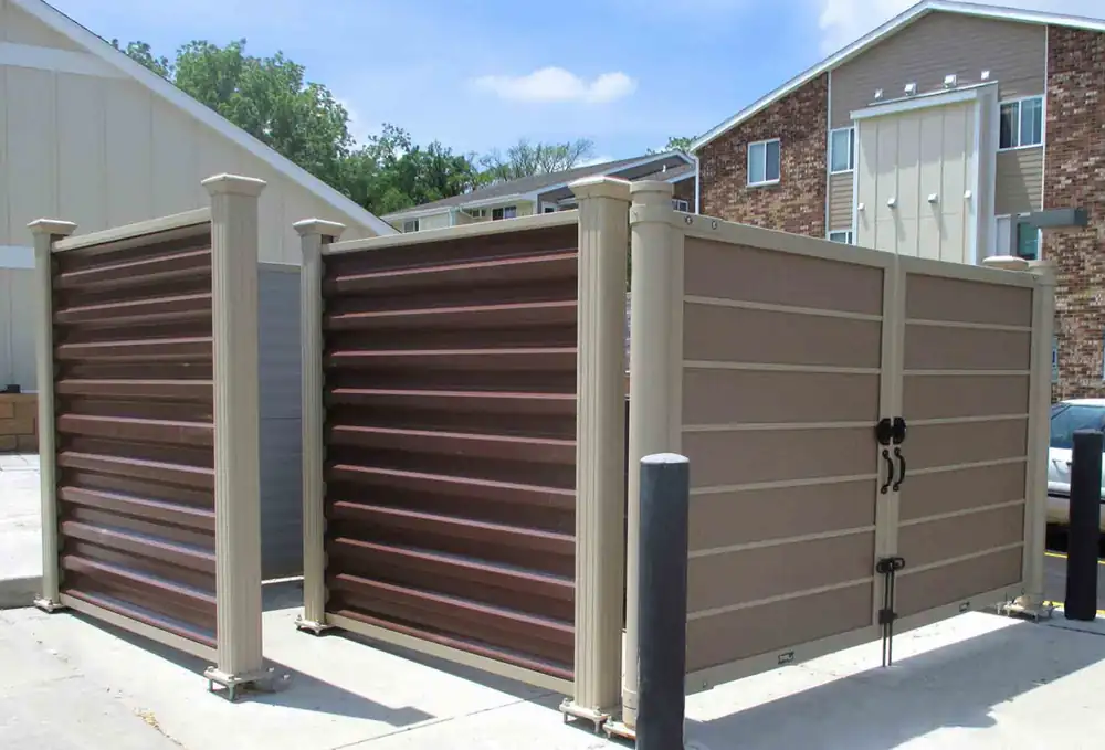 Horizontal slat dumpster enclosure